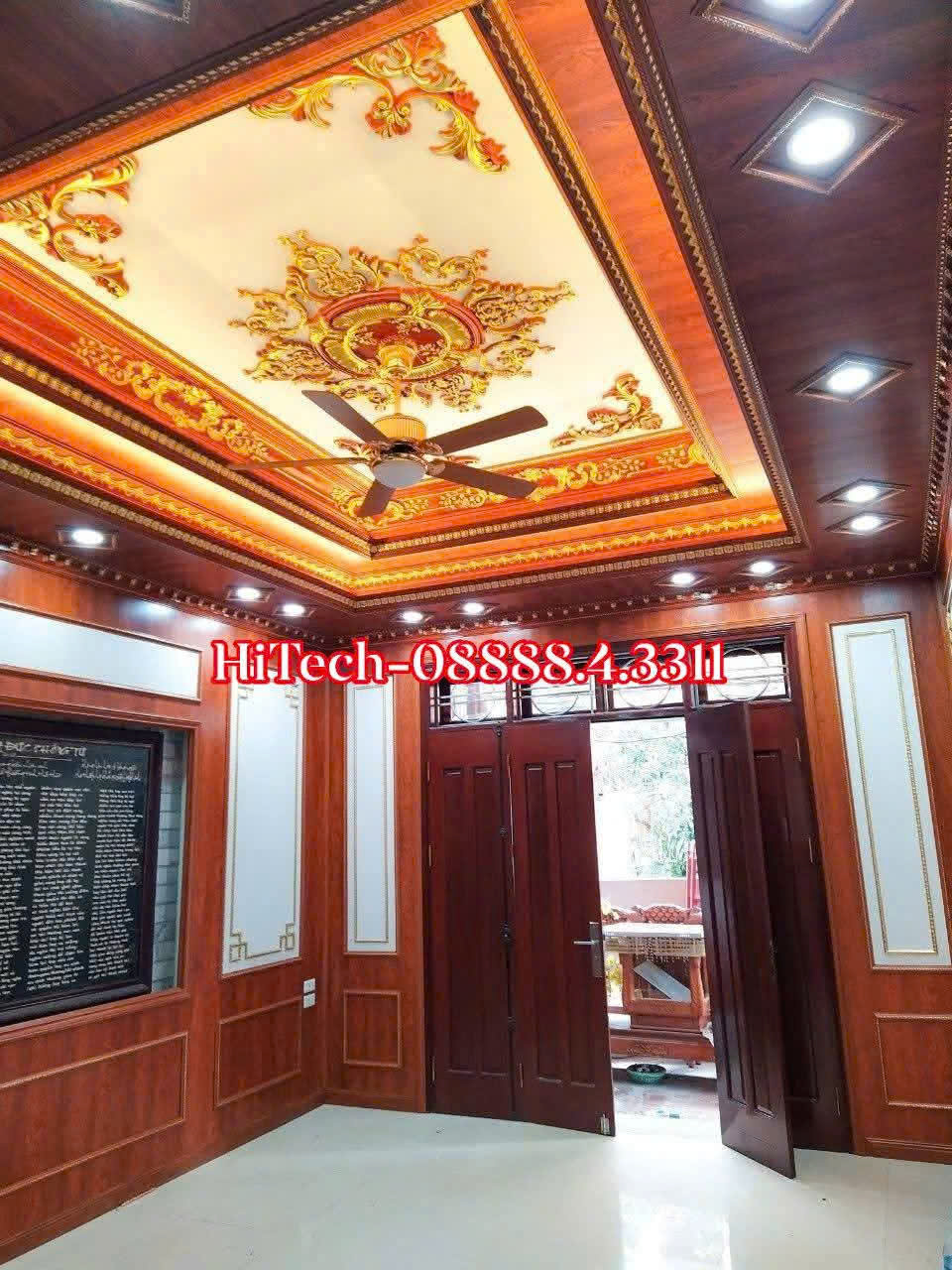 Ốp trần tường nano tân cổ điển cho phòng khách tại Đông Anh