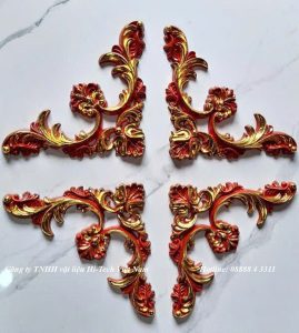 Hoa góc vân gỗ dát vàng
