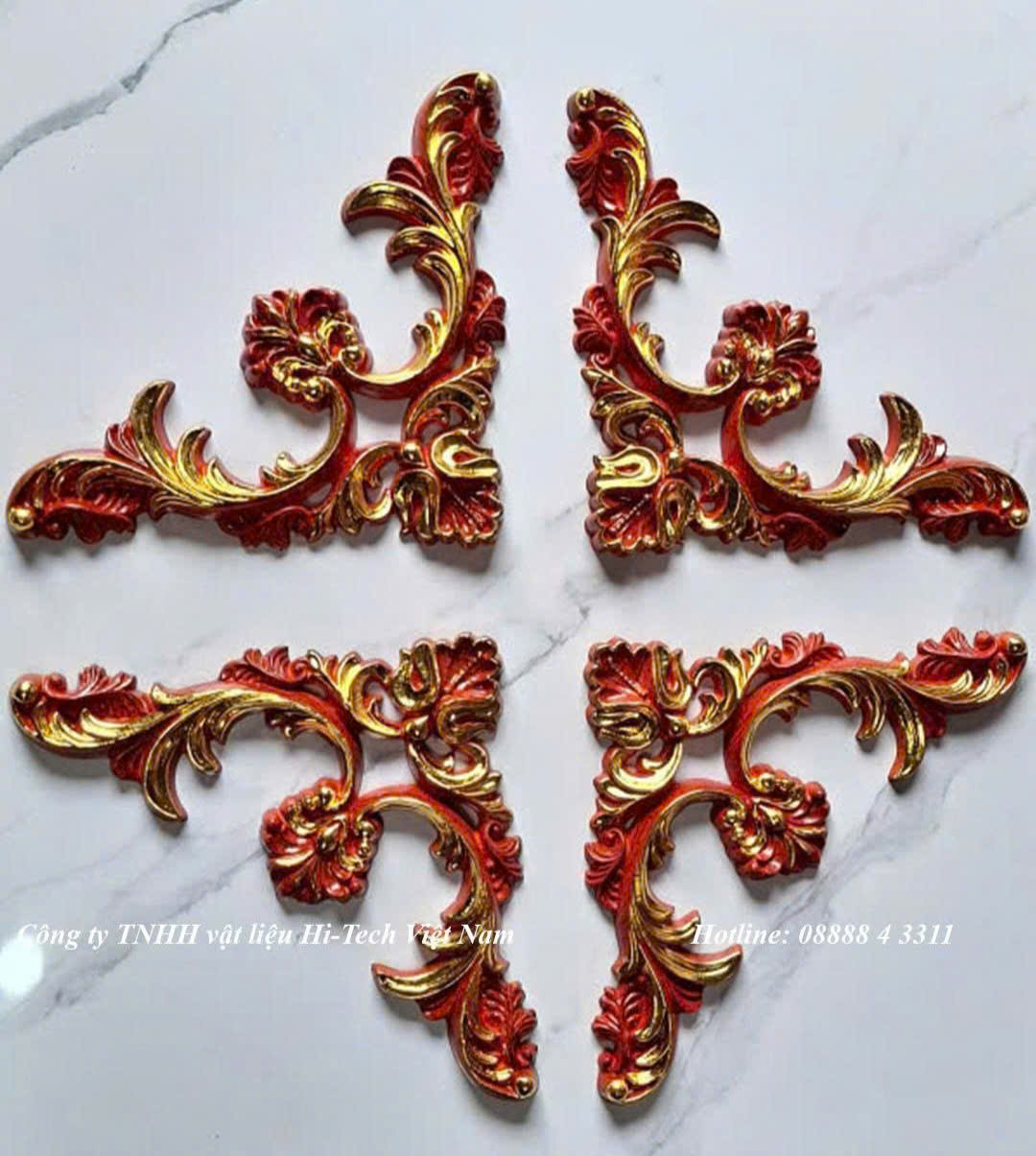 Hoa góc vân gỗ dát vàng